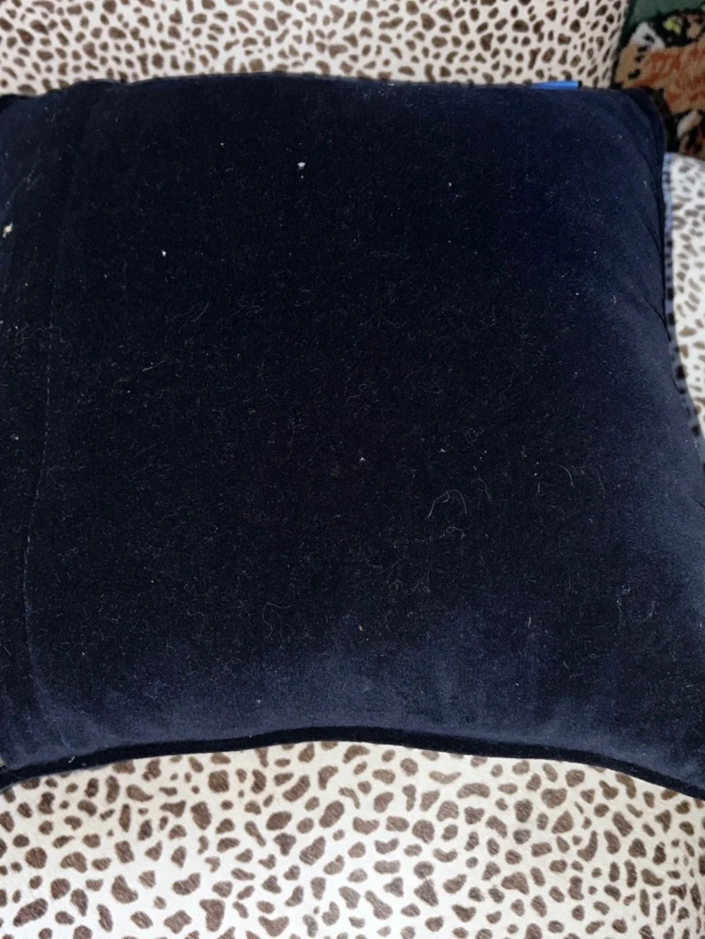 Williamsburg navy and sky blue Pineapple needlepoint accent pillow